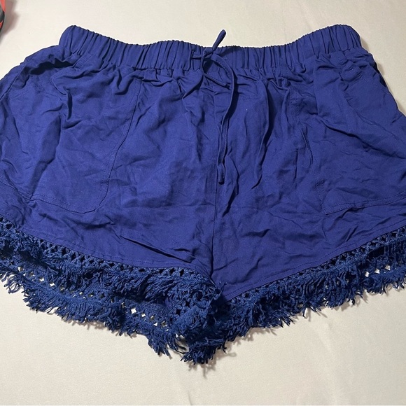 IBTOM CASTLE Navy Blue Fringe Hem Shorts – Size Large (NWT) - Picture 1 of 9